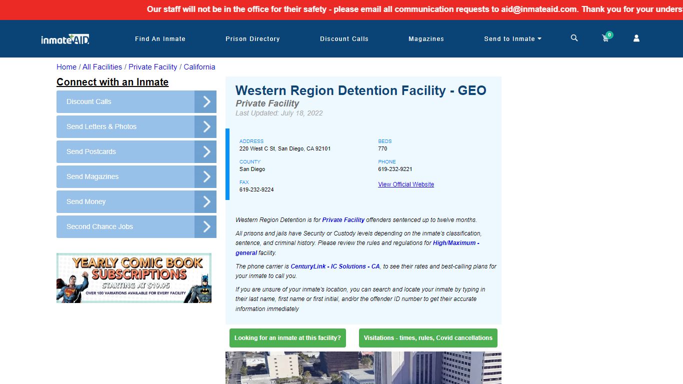 Western Region Detention Facility - GEO - Inmate Search ...