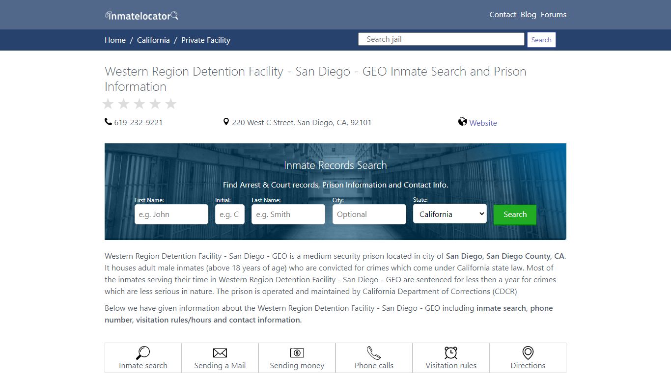 Western Region Detention Facility - San Diego - GEO Inmate ...