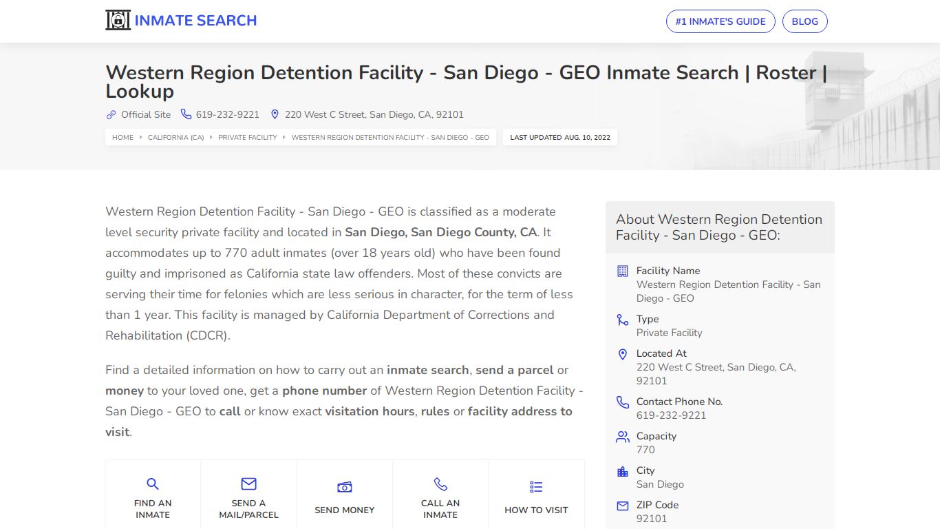 Western Region Detention Facility - San Diego - GEO Inmate ...