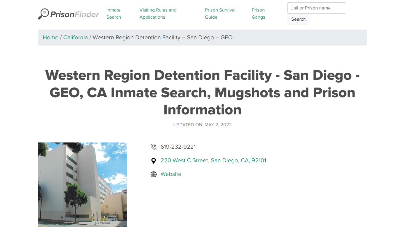 Western Region Detention Facility - San Diego - GEO Inmate ...