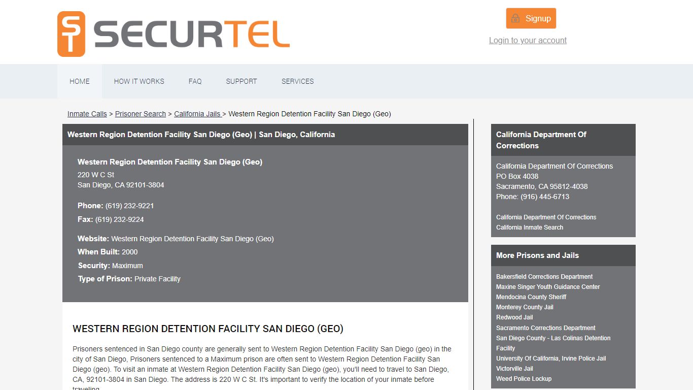 Western Region Detention Facility San Diego (Geo ...